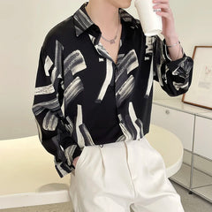 Threebooy Slim Fit Long Sleeve Printed Shirt Men Comfortable Trendy Fashion Youth Casual Stylish Top New Design Hot Sale Modern