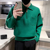 Threebooy Clothing Men Keep Warm In Winter Knitted Sweater/Male Slim Fit Zipper Design Pullover/Man Casual Knit Sweater Korean Style