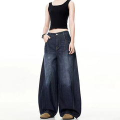 Threebooy Autumn New Retro Curved Knife Jeans Fashionable Men'S Jeans Casual Wide Leg Pants Loose Straight Leg Pants Pants