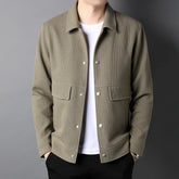 Threebooy Korean Fashion Lapel Jacket Men's Loose Short Coat Spring Autumn Thickening Tops Fashion Casual Clothes For Male New S-3XL