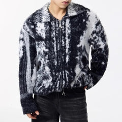 Threebooy Men Sweater Black White Contrast Casual Knit Sweater Streetwear Trend Youth Campus Fashion Men'S Long Sleeve Tops Men'S Clothing