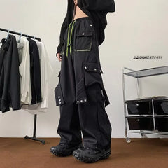 Threebooy Fashionable Trendy Artistic Solid Color Straight-leg Casual Pants Loose Hip Hop Style For Men Spring Autumn Youth Trend