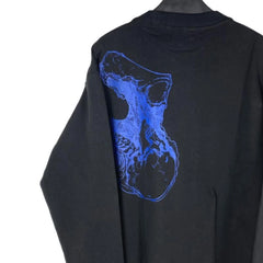 Threebooy Mens Y2k Long-Sleeved T-Shirt Spring Autumn New Fashion Round Neck Printed Skull Unique Design Nose Buckle Silhouette Tops Men