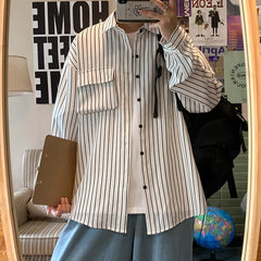 Threebooy Harajuku Fashion Man Elegant Shirts for Men Shirts High Quality Big Clothes Big Size Men New in Social Shirt Stripe Pattern