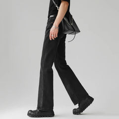 Threebooy Men Comfortable Baggy Commute Jeans Male Fashion Casual Bell Bottom Denim Pants Korean Simple Vintage Straight Denim Trousers