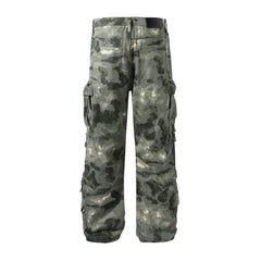 Threebooy Contrast Color Pockets Camouflage Baggy Cargo Pants Men and Women Patchwork Loose Oversized Overalls Ropa Hombre Trousers