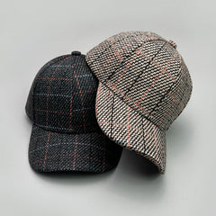 Threebooy Versatile Color Block Star Baseball Caps Autumn and Winter New Men WomenCotton Fashion Casual British Style Check Warm Colorful