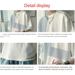 Threebooy Korean Reviews Many Clothes Men's Clothing Short sleeve Oversized T-shirt Y2k Harajuku Personality Loose Design Sense Tops Tee