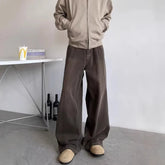 Threebooy Vintage Jeans Men Distressed Relaxed Straight Wide Leg Casual Trousers