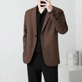 Threebooy Men Suit Jackets Blazer Coat Slim Fit Smart Casual Autumn New Fashion Clothing Two Buttons Solid Color Korean Black/Khaki/Coffee