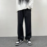 Threebooy New Korean Fashion Men's Casual Baggy Long Jeans Classic Man Straight Denim Wide-leg Pants Solid Color