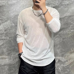 Threebooy Mens T-Shirt Breathable Sunscreen Primer Casual Blouse Summer Fashion Versatile Simple Solid Color Long Sleeve Top Men'S Wear