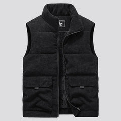 Threebooy Corduroy vest men autumn winter with standing collar large vest warm cotton jacket