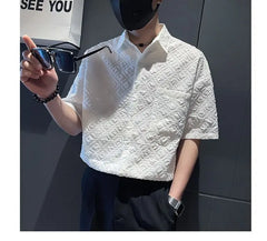 Threebooy Fashionable Brand Handsome Loose High-end Design Short-sleeved Shirt Men's Shirt