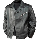 Threebooy New Leather Jackets Men Spring Autumn American Vintage PU Outerwear Mens Solid Moto Biker Leather Coat Streetwear Casual Jacket