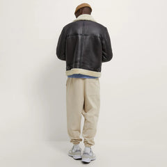 Threebooy Men Retro Functional Plus Velvet Warm Imitation Leather Jacket Autumn Winter Genderless Casual Simple Comfort Jacket Unisex