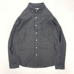 Threebooy 55% Linen 45% Cotton Vintage Striped Shirts for Men American Casual Retro Loose Blouses Spring Autumn Long Sleeve Male Tops