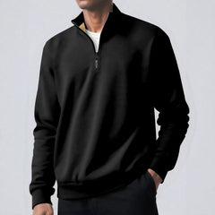 Threebooy Winter Men's Velvet Sweatshirt Zipper Design Solid Color Lamb Velvet Turtleneck Base Shirt Jacket