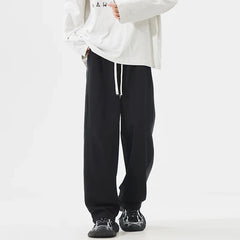 Threebooy Autumn New Baggy Straight Men's Solid Color Casual Pants Simple Comfortable Wide Leg Pants Sweatpants Fashion Male Trousers