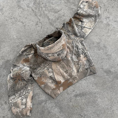Threebooy Y2K Retro Zip Up Hoodie Men Camouflage Pattern Zipper Sweatshirt High Street Hip Hop Streetwear Oversized Unisex Camo Hoodie
