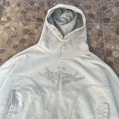 Threebooy Gothic Letter Embroidered Pullover Clothes Y2k Hoodies Women Harajuku Oversized Pockets Button Stand Collar Sweatshirt Hoodie