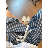 Threebooy Large Size Shorts Men's Fashion Striped Shorts Ultra-light Summer Thin Vintage High-end Hlaf Trousers Cropped Pants Men