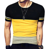 Threebooy Summer New Fashion Men's T Shirt Casual Patchwork Short Sleeve T Shirts Men Streetwear Hip Hop Top Tees M-5XL