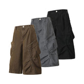 Threebooy Summer Cargo Shorts Men Streetwear Hip Hop Big Pockets Casual Short Oversized Harajuku Vintage Baggy Knee Length Pants Male