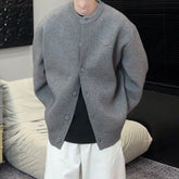 Threebooy Simple Elegant Cardigan Personalized Solid Color Round Neck Sweater Jacket Autumn Winter Loose Knitted Cardigan Cityboy Knitwear