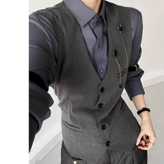 Threebooy High-end Black Gray Suit Vest Fashion Men Women Same Neutral Style Slim Business Casual Blazer Vest Urban Streetwear