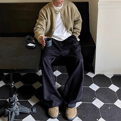 Threebooy Old Money Vintage Cardigan Coat Light Luxury Knitted Lapel Long Sleeve Men Sweater Jacket Leisure Premium Quality Knitwear M-3XL