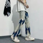 Threebooy Tie-dye Jeans Men Ins High Street Design Pants Trendy Brand Loose Straight Trousers