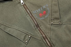 Threebooy Vintage Splicing Hooded Jackets Mens Streetwear Punk Y2k Canvas Cargo Coats Harajuku Loose Casual Hip Hop Washed Jackets Male