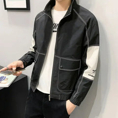 Threebooy Casual Solid Color Men's Jackets Zip V Male Coats Harajuku Deals Cold Aesthetic Joker Luxury Designer