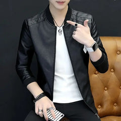 Threebooy Brown Casual Men's Suit Jackets Trendy Korean Style Clothes Male Leather Blazer Single Models Luxury Designer Menswear Coat