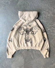 Threebooy American Harajuku High Street Streetwear Casual Sweatshirt Hoodie Printed Graphic Pattern Loose Hip Hop Zipper Cardigan Hoodie