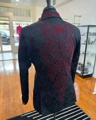 Threebooy Stunning Jacquard Crystal Men Suits Slim Fit 2 Piece Jacket Pants Peak Lapel Formal Occasion Party Banquet