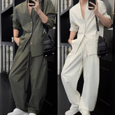Threebooy Blazer Suit New Simple High-end Fashion Set Men's Trendy Loose Versatile Cardigan Jacket Casual Pants Two-piece Set Chic