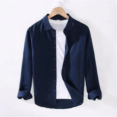 Threebooy Summer Cotton Linen Shirts Men Harajuku Long Sleeve Shirt for Men Vintage Thin Loose Casual Shirt Coats Japan Style Blouse Male