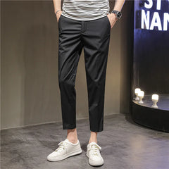 Threebooy New Brand Pants Men Pleated Pants Korean Fashion Ankle Length Streetwear Casual Pants Male Suit Stripe Trousers 28-38