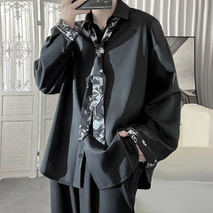 Threebooy Korean Fashion Stylish Long Sleeve Blouses Men Streetwear All-match Handsome Teens Shirt Autumn New Retro Oversize Shirts
