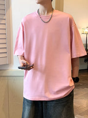 Threebooy Short Sleeve Ice Silk Quick Dry Thin American Style Summer T-Shirt for Men Breathable Loose Fit Polyester round Neck Top