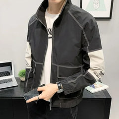 Threebooy Casual Solid Color Men's Jackets Zip V Male Coats Harajuku Deals Cold Aesthetic Joker Luxury Designer