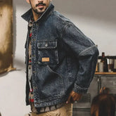Threebooy Cargo Vintage Autumn Male Jean Coats Loose Aesthetic Outwear Trendy Men's Denim Jacket Korea Size L Korean Popular Clothes Y2k