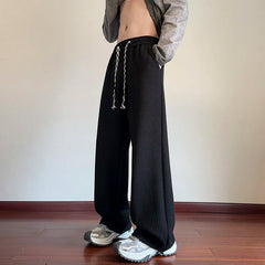 Threebooy Black Casual Pants Men Fashion Oversized Wide Leg Pants Men Streetwear Hip-hop Loose Pleated Pants Mens White Trousers
