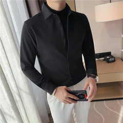 Threebooy Clothing Men's Winter Warm Long-Sleeved Shirts Men Fake Two Piece Knit Sweaters+Shirts Man Lapel Thickening Casual Shirts