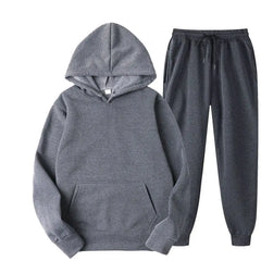 Threebooy Mens Spring Autumn Solid Color Hoodie Set Hooded Sweatshirt + Jogger Pants 2-Piece Sportswear