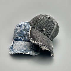Threebooy New Unisex American Vintage DenimBroken Style Gradient Baseball Hats Versatile Fashion Personal Trend Breathable ins Peaked Caps