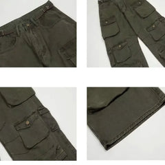 Threebooy Spring Cargo pants New Popular Rice White Multi-pockets Overalls Harajuku stays Men Loose Casual Trousers Straight Mopping Pants