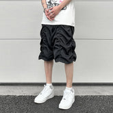 Threebooy Fashion Summer Casual Men's Pleated Shorts Vibe Solid Color Short Sweatpants Jogging Hip Hop Oversize Shorts Male Clothes